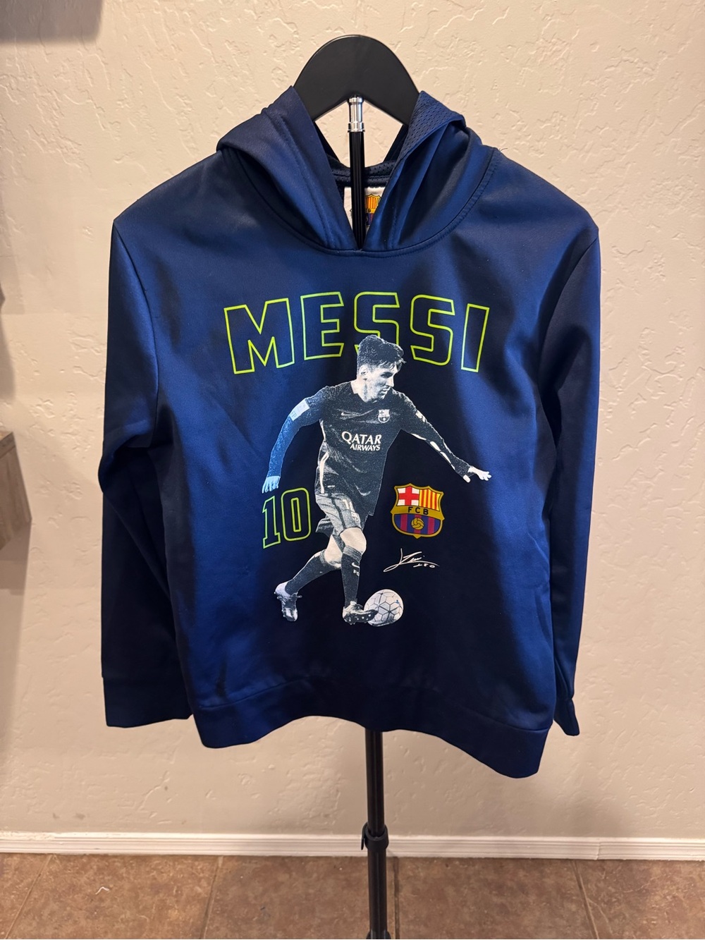 Kids Messi Navy Hooded Soccer Sweater